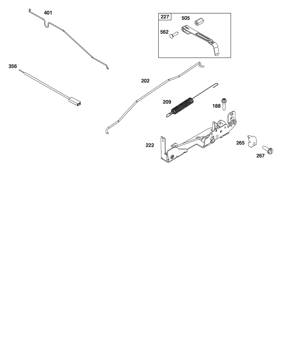Controls Group Diagram and Parts List for 123P02-0021-H5 100000 - 19Z999 Briggs and Stratton Engine